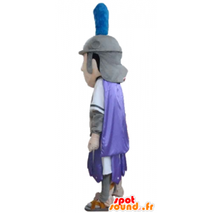 Rytíř maskot, šedá drží fialové a bílé - MASFR24030 - Maskoti Knights