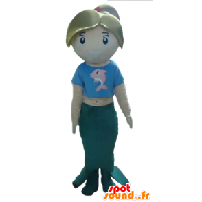 Mascotte blonde siren, blue and green - MASFR24031 - Mascots of the ocean