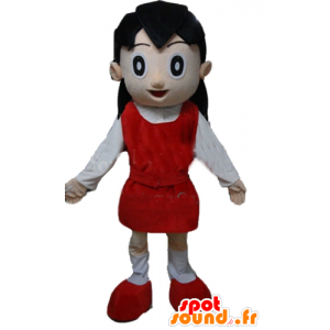 Meisje mascotte, gekleed rood en wit - MASFR24033 - Mascottes Boys and Girls