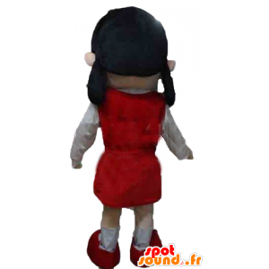 Da mascote da menina, vestido vermelho e branco - MASFR24033 - Mascotes Boys and Girls