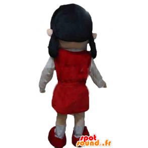 Meisje mascotte, gekleed rood en wit - MASFR24033 - Mascottes Boys and Girls