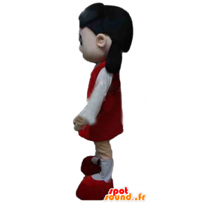 κορίτσι μασκότ, ντυμένο κόκκινο και λευκό - MASFR24033 - Μασκότ Αγόρια και κορίτσια