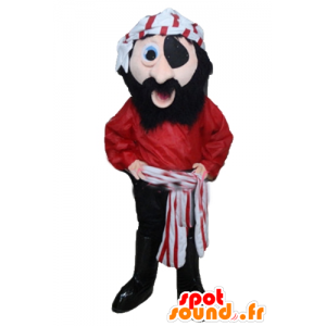 Vestido rojo de la mascota del pirata, blanco y negro - MASFR24034 - Mascotas de los piratas