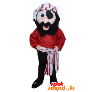 Pirate Mascot roten Kleid, schwarz und weiß - MASFR24034 - Maskottchen der Piraten