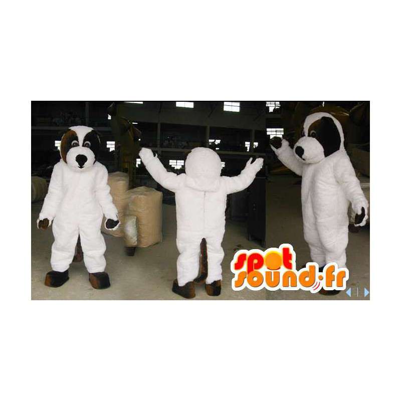 Witte en bruine hond mascotte. Dog Costume - Mascottes van de hond - MASFR006601 - SpotSound.fr