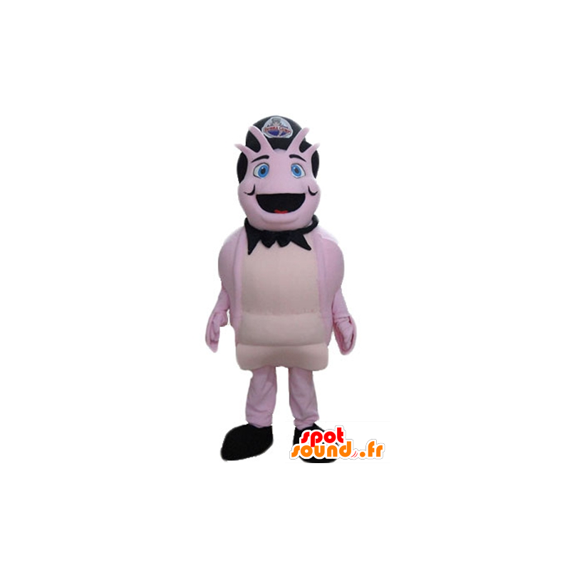 Kräftdjur maskot, rosa varelse med svart hatt - Spotsound maskot