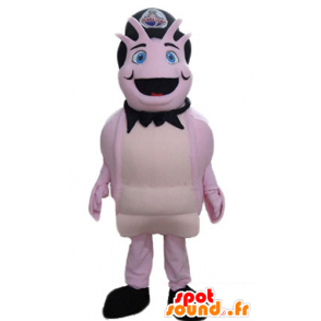 Mascot schaaldier, roze schepsel met een zwarte hoed - MASFR24044 - Mascottes van de oceaan
