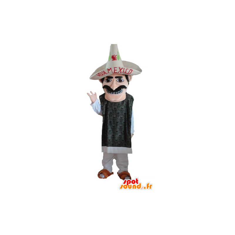 Mexican mustachioed Maskottchen mit einem Sombrero - MASFR24045 - Menschliche Maskottchen