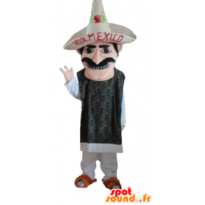 Messicano mascotte baffuto con un sombrero - MASFR24045 - Umani mascotte