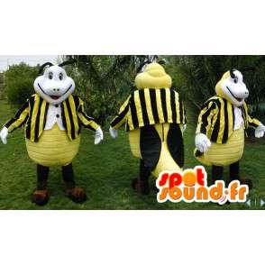 Mascot white and black yellow bee - MASFR006602 - Mascots bee