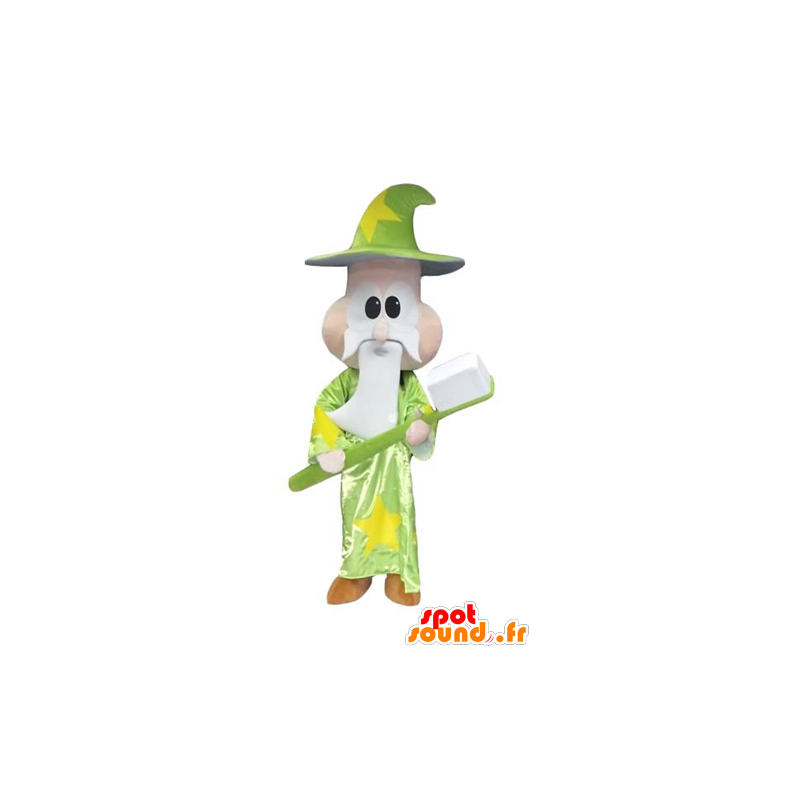Sorcerer Mascot, mágico, com uma escova de dentes gigante - MASFR24047 - Mascotes humanos