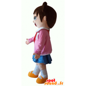Little girl mascot, very smiling schoolgirl - MASFR24050 - Mascots boys and girls