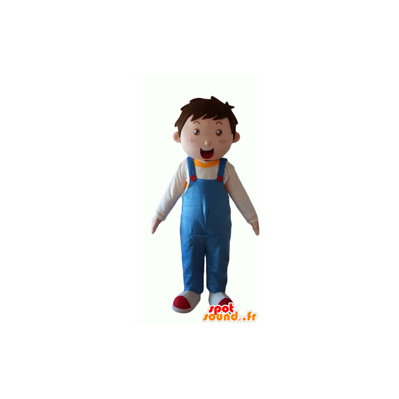 Mascotte de petit garçon, vêtu d'une salopette bleue - MASFR24051 - Mascottes Garçons et Filles