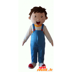 Mascot Junge im blauen Overall gekleidet - MASFR24051 - Maskottchen-jungen und Mädchen