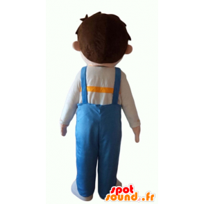 Mascot Junge im blauen Overall gekleidet - MASFR24051 - Maskottchen-jungen und Mädchen