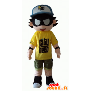 Bambino supereroe mascotte con una benda - MASFR24055 - Mascotte del supereroe