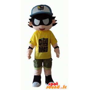 Barn Mascot superhelt med en blindfold - MASFR24055 - superhelt maskot