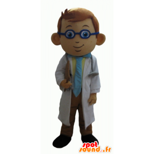 Μασκότ γιατρό σε γιατρό σε ένα λευκό παλτό - MASFR24056 - Ανθρώπινα Μασκότ