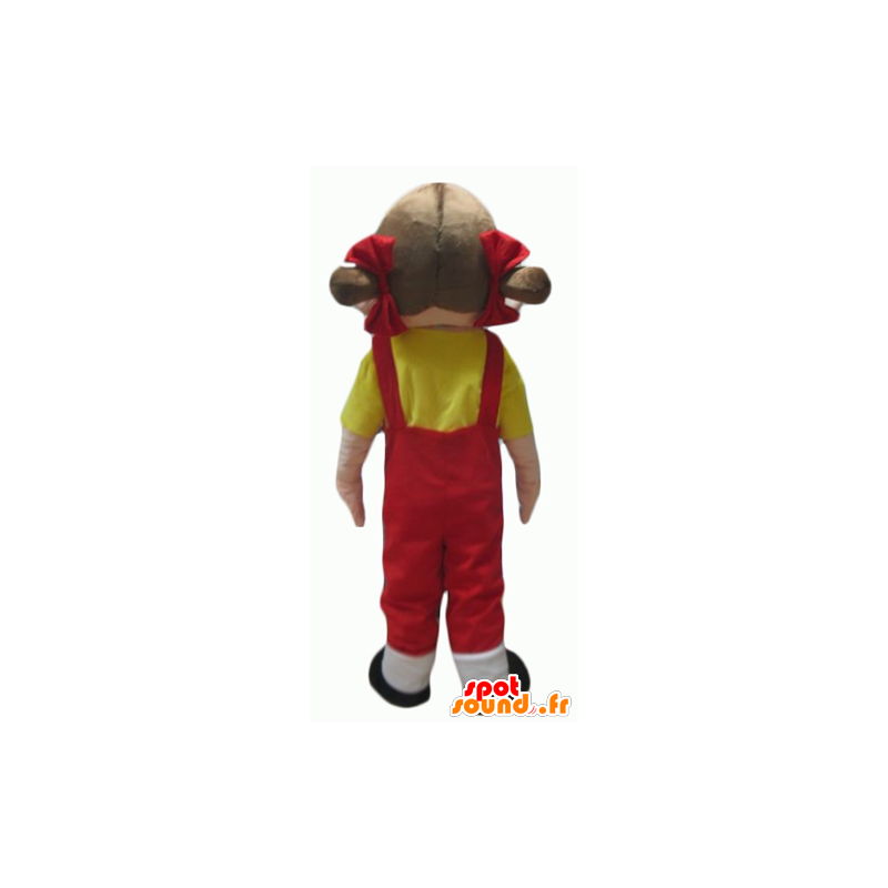 Mascotte Mädchen im roten Overall mit einem gelben T-Shirt - MASFR24057 - Maskottchen-jungen und Mädchen