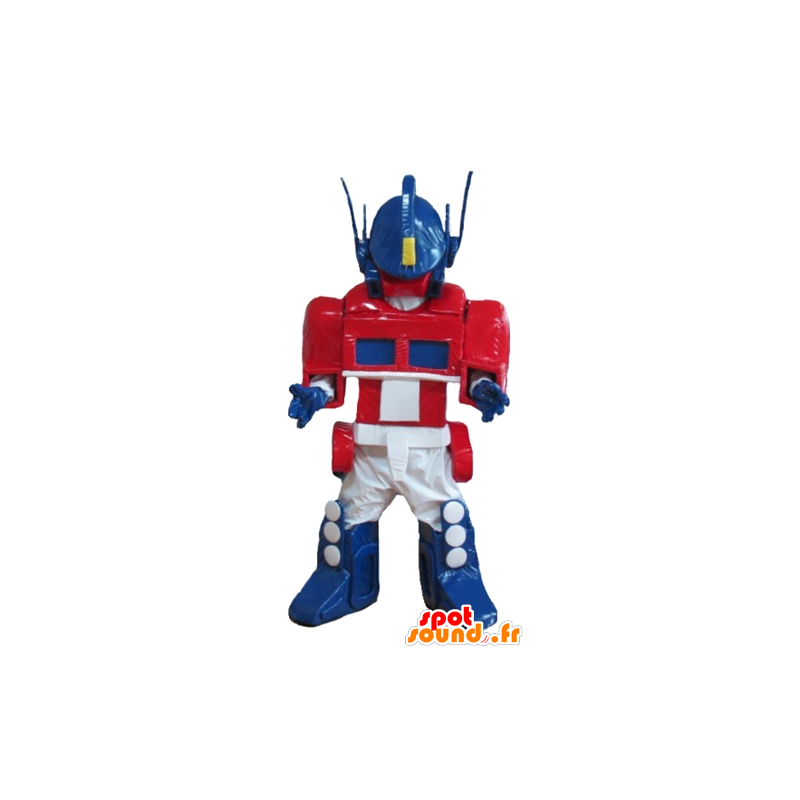 Transformatorer blå, vit och röd robotmaskot - Spotsound maskot