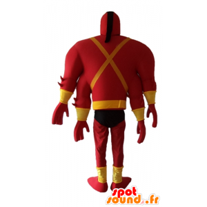 Mascot rød og gul fantastisk væsen, 4 arme - Spotsound maskot
