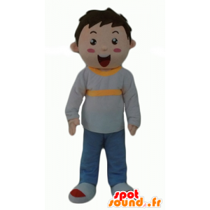 Mascot boy, dressed in gray, blue and yellow - MASFR24061 - Mascots boys and girls