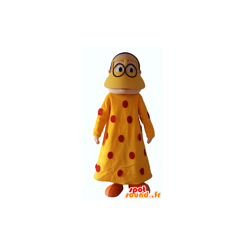 Mascot mujer oriental con un vestido amarillo con lunares rojos - MASFR24066 - Mujer de mascotas