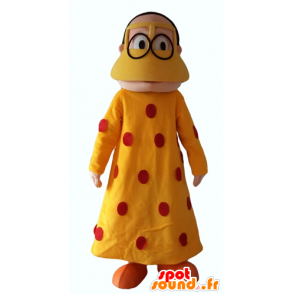 Mascot donna orientale con un vestito giallo con pois rossi - MASFR24066 - Donna di mascotte