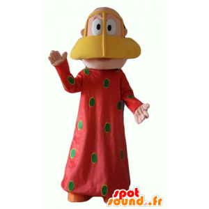 Mascot mulher oriental com um vestido vermelho com ervilhas verdes - MASFR24067 - Mascotes femininos