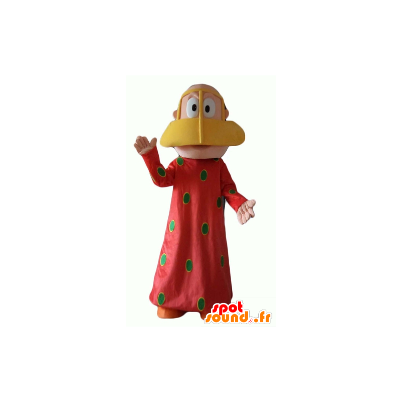 Mascotte de femme orientale, avec une robe rouge à pois verts - MASFR24067 - Mascottes Femme