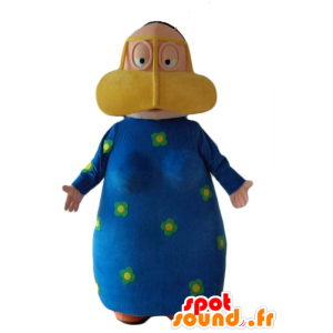 Mascot mujer oriental con un vestido azul con flores - MASFR24068 - Mujer de mascotas