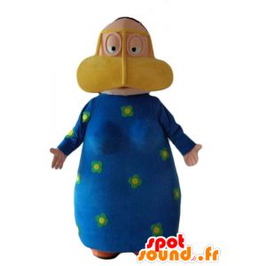 Mascotte oosterse vrouw met een blauw gebloemde jurk - MASFR24068 - Vrouw Mascottes