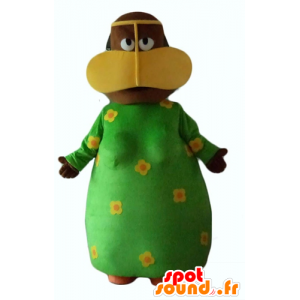 Maskot africká žena s zelené květinové šaty - MASFR24069 - ženské Maskoti