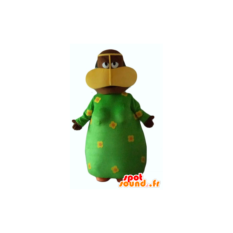 Mujer africana de la mascota con un vestido verde con flores - MASFR24069 - Mujer de mascotas