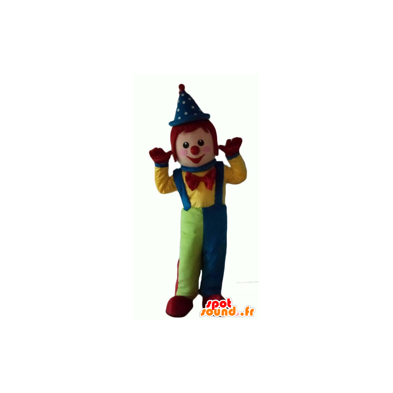 Mascotte de clown multicolore, très souriant - MASFR24071 - Mascottes Cirque