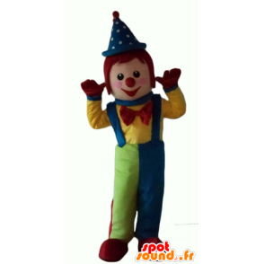 Mascotte de clown multicolore, très souriant - MASFR24071 - Mascottes Cirque