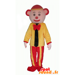 Gul och röd clownmaskot, med slips - Spotsound maskot