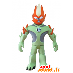 Grön och orange fantasi karaktär maskot - Spotsound maskot