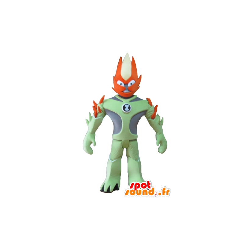 Πράσινο φανταστικό μασκότ χαρακτήρα και πορτοκαλί - MASFR24076 - Μη ταξινομημένες Μασκότ