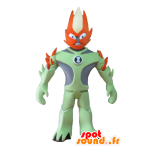 Grön och orange fantasi karaktär maskot - Spotsound maskot