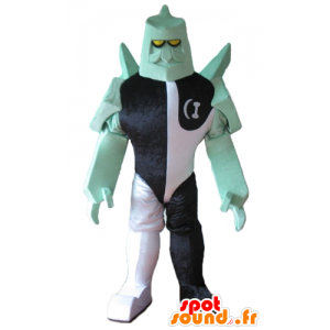 Ρομπότ μασκότ, μαύρο φανταστικό χαρακτήρα, λευκό και πράσινο - MASFR24077 - μασκότ Ρομπότ