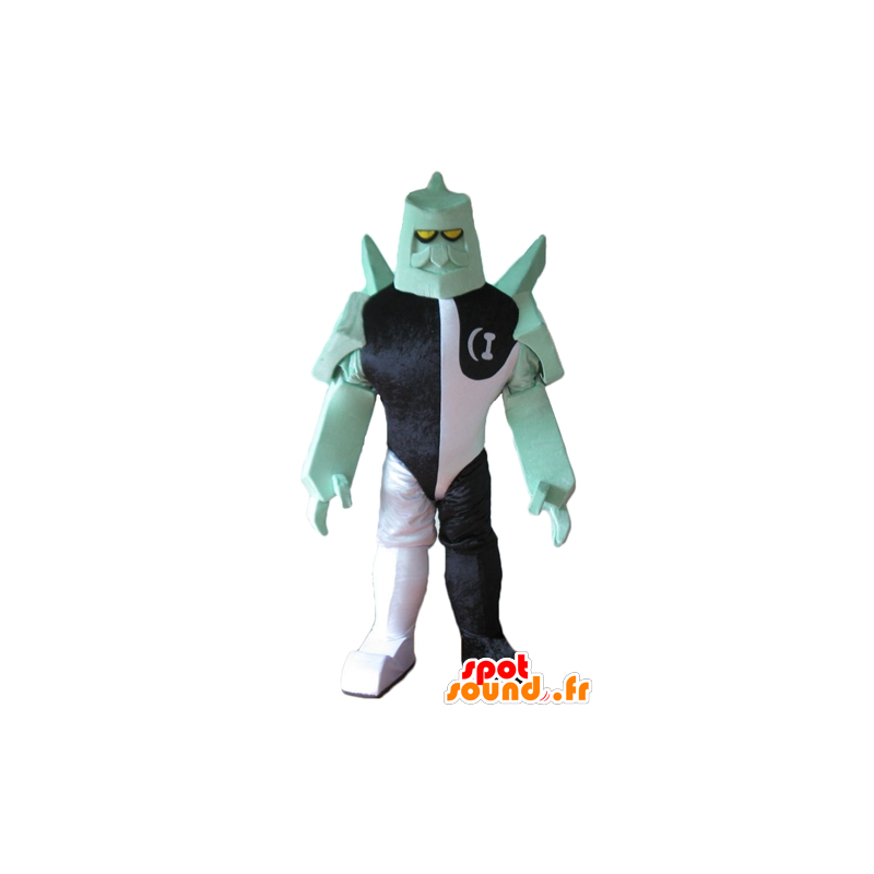 Mascotte de robot, de personnage fantastique noir, blanc et vert - MASFR24077 - Mascottes de Robots