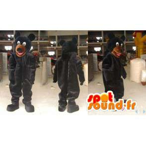 黒と茶色のクマのマスコット。クマのコスチューム-MASFR006608-クマのマスコット