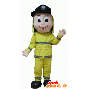 Fireman maskotti yhtenäinen, iloinen - MASFR24082 - Mascottes Humaines