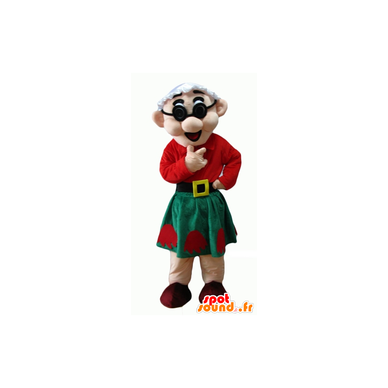 Mascot oude dame, gekleed rood en groen - MASFR24084 - Human Mascottes