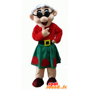 Mascot anciana, vestida de rojo y verde - MASFR24084 - Mascotas humanas