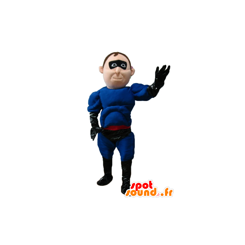 Superhero mascot in blue and black dress, with a blindfold - MASFR24085 - Superhero mascot