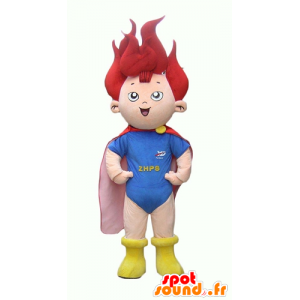 Mascotte d'enfant, de petit superhéros aux cheveux rouges - MASFR24088 - Mascotte de super-héros