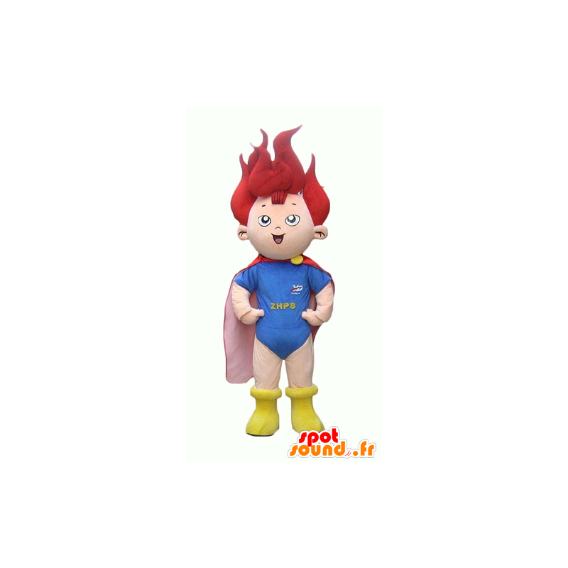 Børnemaskot, lille superhelt med rødt hår - Spotsound maskot