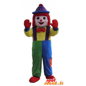 Mångfärgad clownmaskot, mycket leende - Spotsound maskot
